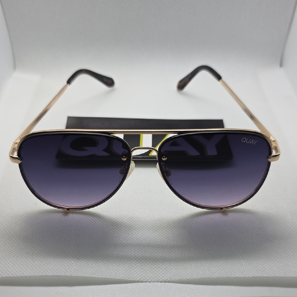Quay Australia Gold and Black Aviator Sunglasses